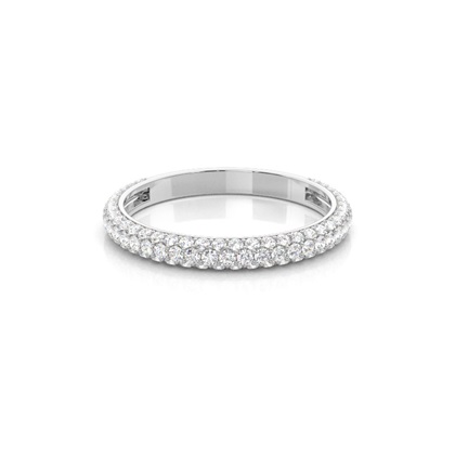 Pave Setting Round Diamond Three Quarter Eternity Ring