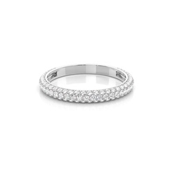 Pave Setting Round Diamond Three Quarter Eternity Ring