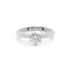 6 Prong Setting Round Diamond Side Stone Engagement Ring