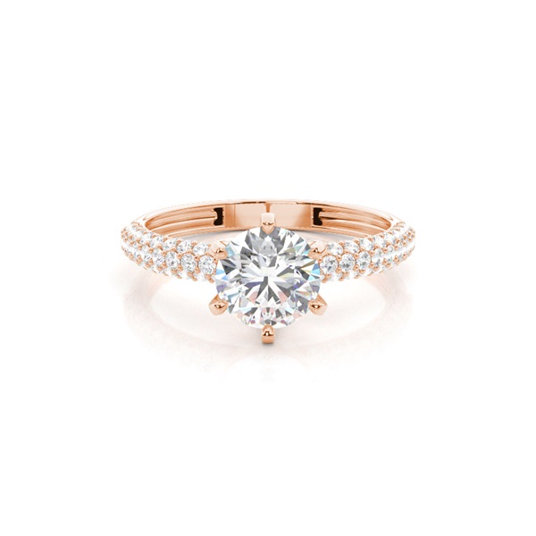6 Prong Setting Round Diamond Side Stone Engagement Ring