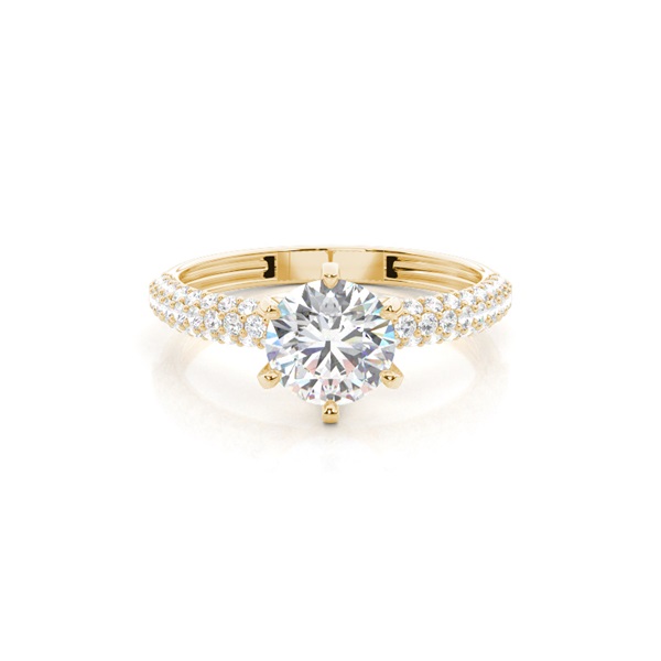 6 Prong Setting Round Diamond Side Stone Engagement Ring