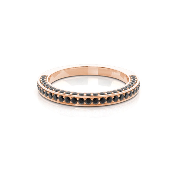 Pave Setting Half Eternity Black Diamond Ring
