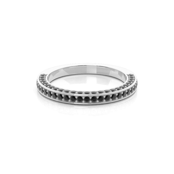 Pave Setting Half Eternity Black Diamond Ring