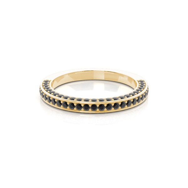 Pave Setting Half Eternity Black Diamond Ring