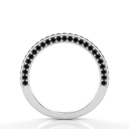 Pave Setting Half Eternity Black Diamond Ring