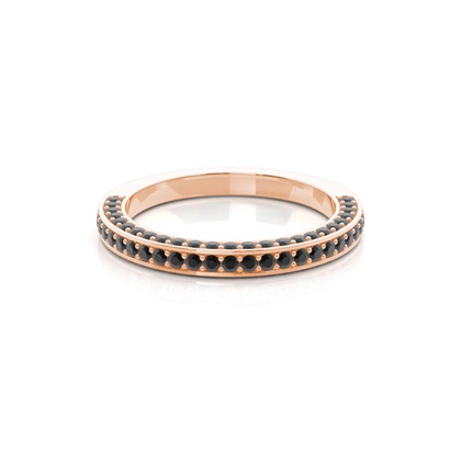 Pave Setting Half Eternity Black Diamond Ring