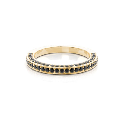 Pave Setting Half Eternity Black Diamond Ring