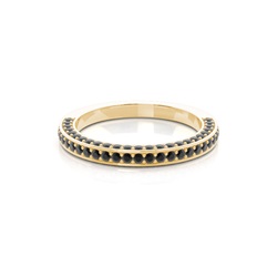 Pave Setting Half Eternity Black Diamond Ring