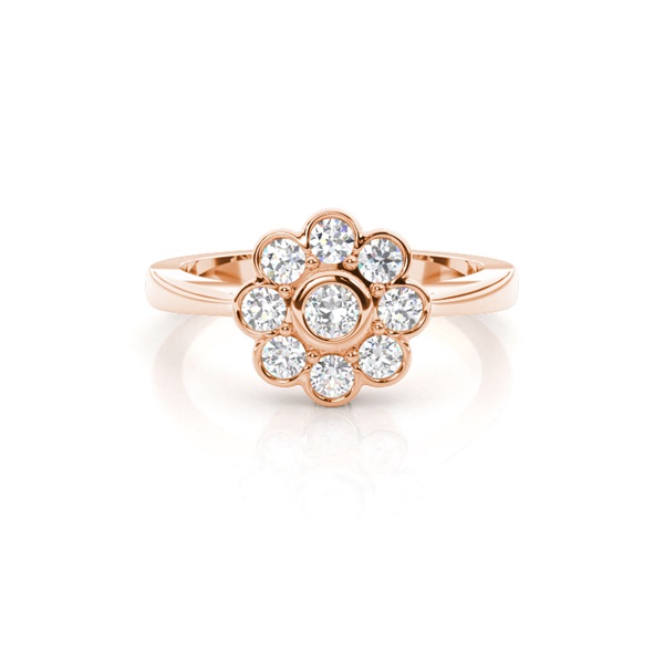 Full Bezel Setting Round Diamond Cluster Ring