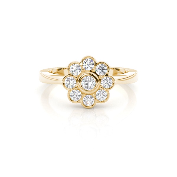 Full Bezel Setting Round Diamond Cluster Ring