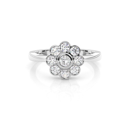Full Bezel Setting Round Diamond Cluster Ring