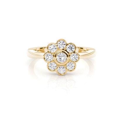 Yellow Gold Cluster Diamond Rings