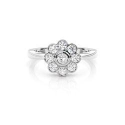 Full Bezel Setting Round Diamond Cluster Ring