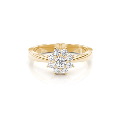 Yellow Gold Cluster Diamond Engagement Rings