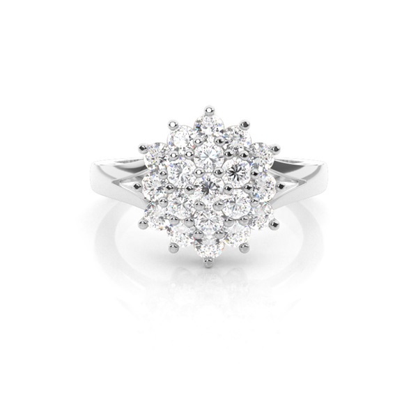 Prong Setting Round Diamond Cluster Ring