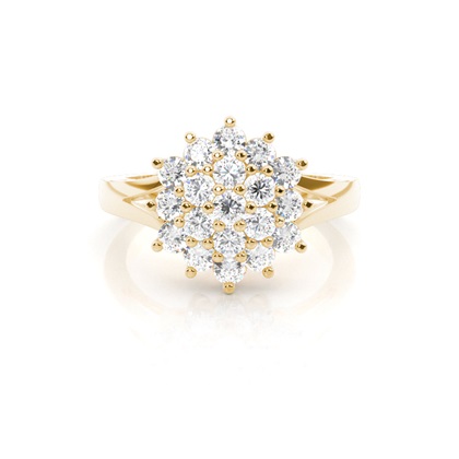 Yellow Gold Cluster Diamond Rings