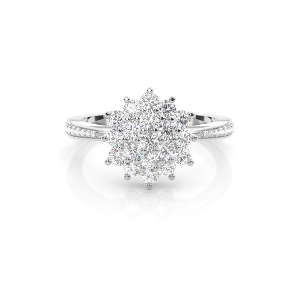 Prong Setting Round Diamond Cluster Ring