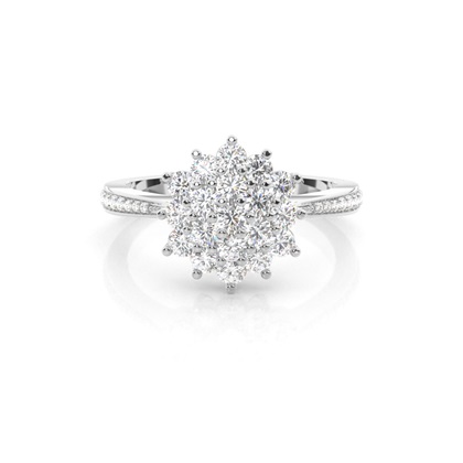 Prong Setting Round Diamond Cluster Ring