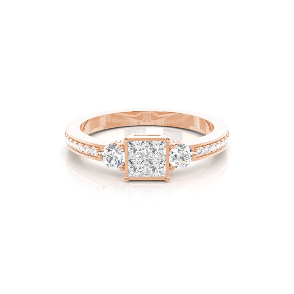 Prong & Invisible Setting Cluster Diamond Ring
