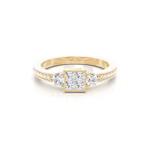 Prong & Invisible Setting Cluster Diamond Ring