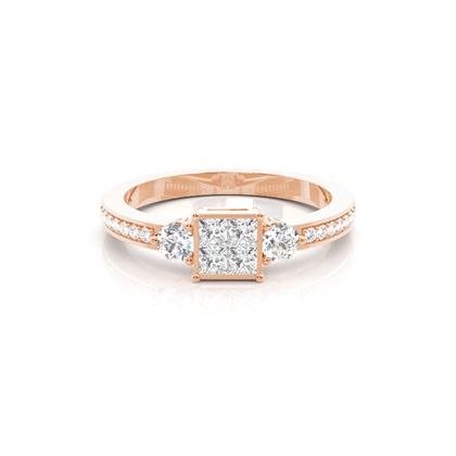 Mixed Shapes Rose Gold Cluster Diamond Rings