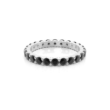 Prong Setting Full Eternity Black Diamond Ring