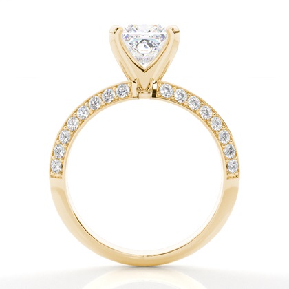 Princess Yellow Gold Side Stone Diamond Rings