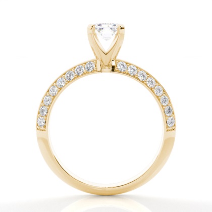 Emerald Yellow Gold Side Stone Diamond Rings
