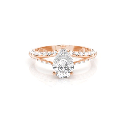 Pear Rose Gold Side Stone Diamond Rings