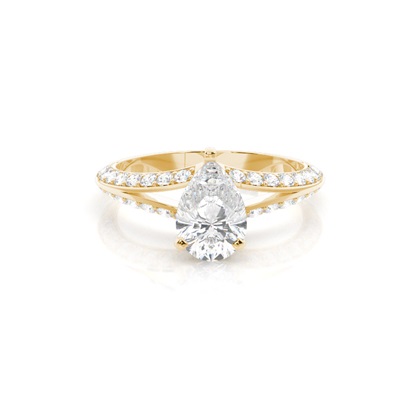 Pear Yellow Gold Side Stone Diamond Rings