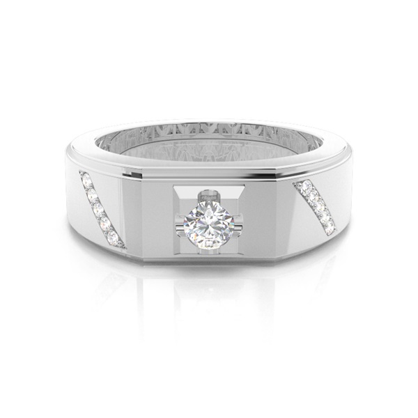 Prong Setting Round Diamond Mens Ring