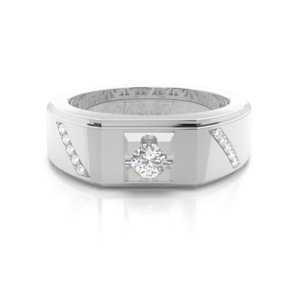 Prong Setting Round Diamond Mens Ring
