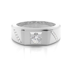 Runder Diamant Männerring in einer Krappenfassung