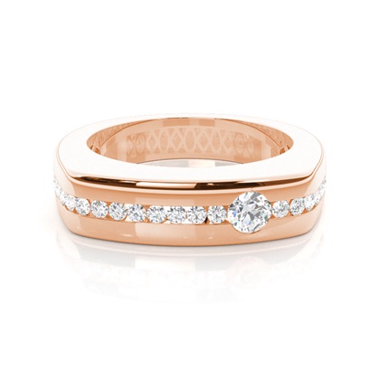 Semi Bezel Setting Round Diamond Mens Ring