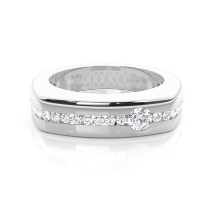 Semi Bezel Setting Round Diamond Mens Ring