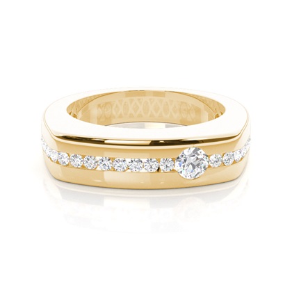 Semi Bezel Setting Round Diamond Mens Ring