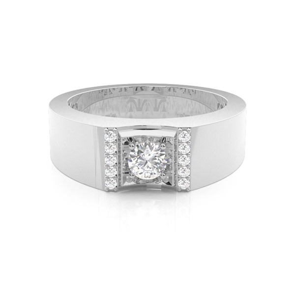 4 Prong Setting Round Diamond Mens Ring