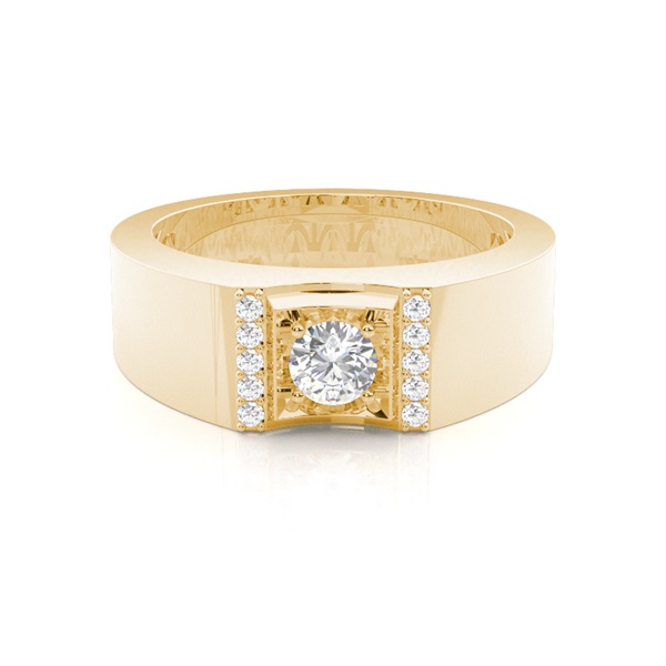 4 Prong Setting Round Diamond Mens Ring