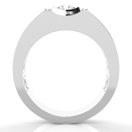 4 Prong Setting Round Diamond Mens Ring