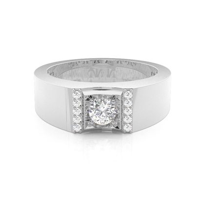 4 Prong Setting Round Diamond Mens Ring