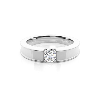 4 Prong Setting Round Diamond Mens Ring
