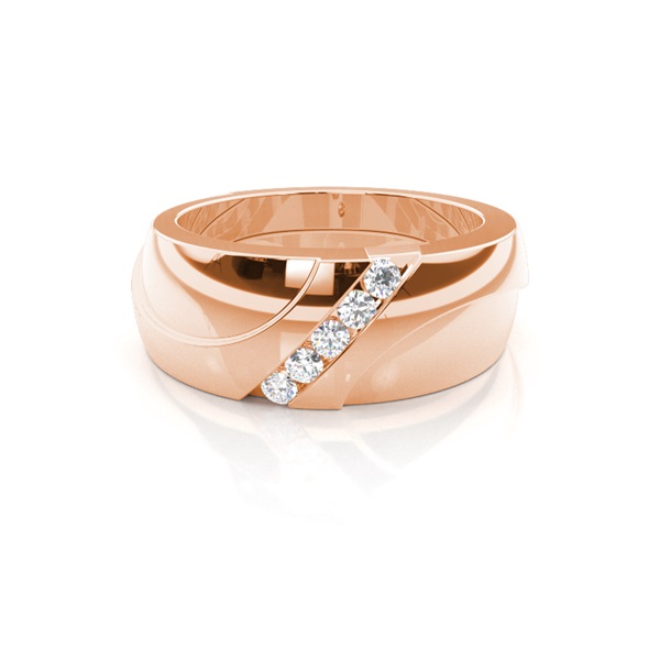 Channel Setting Round Diamond Mens Ring