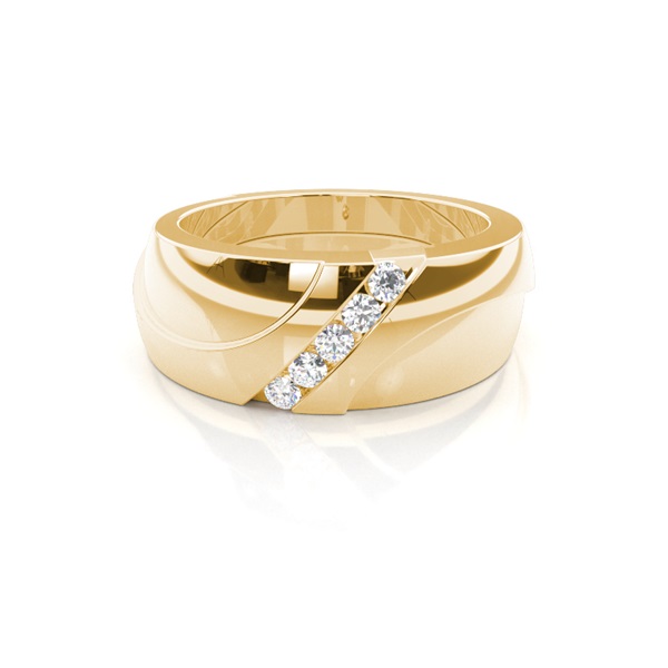 Channel Setting Round Diamond Mens Ring