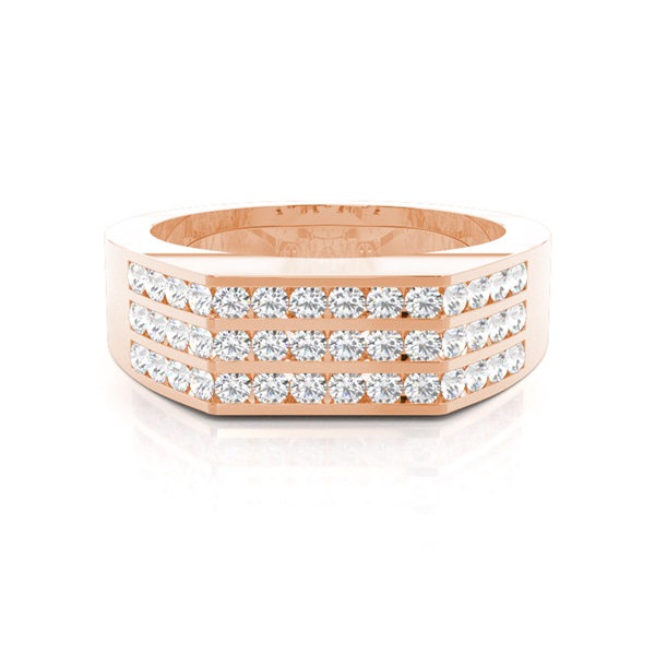 Channel Setting Round Diamond Mens Ring