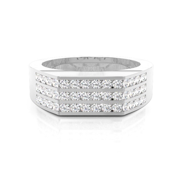 Channel Setting Round Diamond Mens Ring
