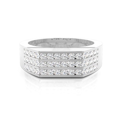 Channel Setting Round Diamond Mens Ring