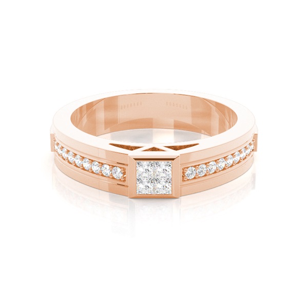 Invisible Setting Round Diamond Mens Ring