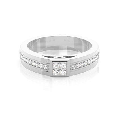Invisible Setting Round Diamond Mens Ring