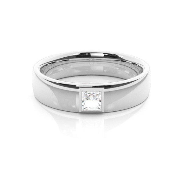 Full Bezel Setting Princess Diamond Mens Ring