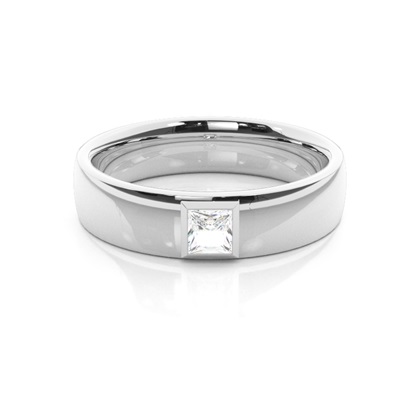 Full Bezel Setting Princess Diamond Mens Ring
